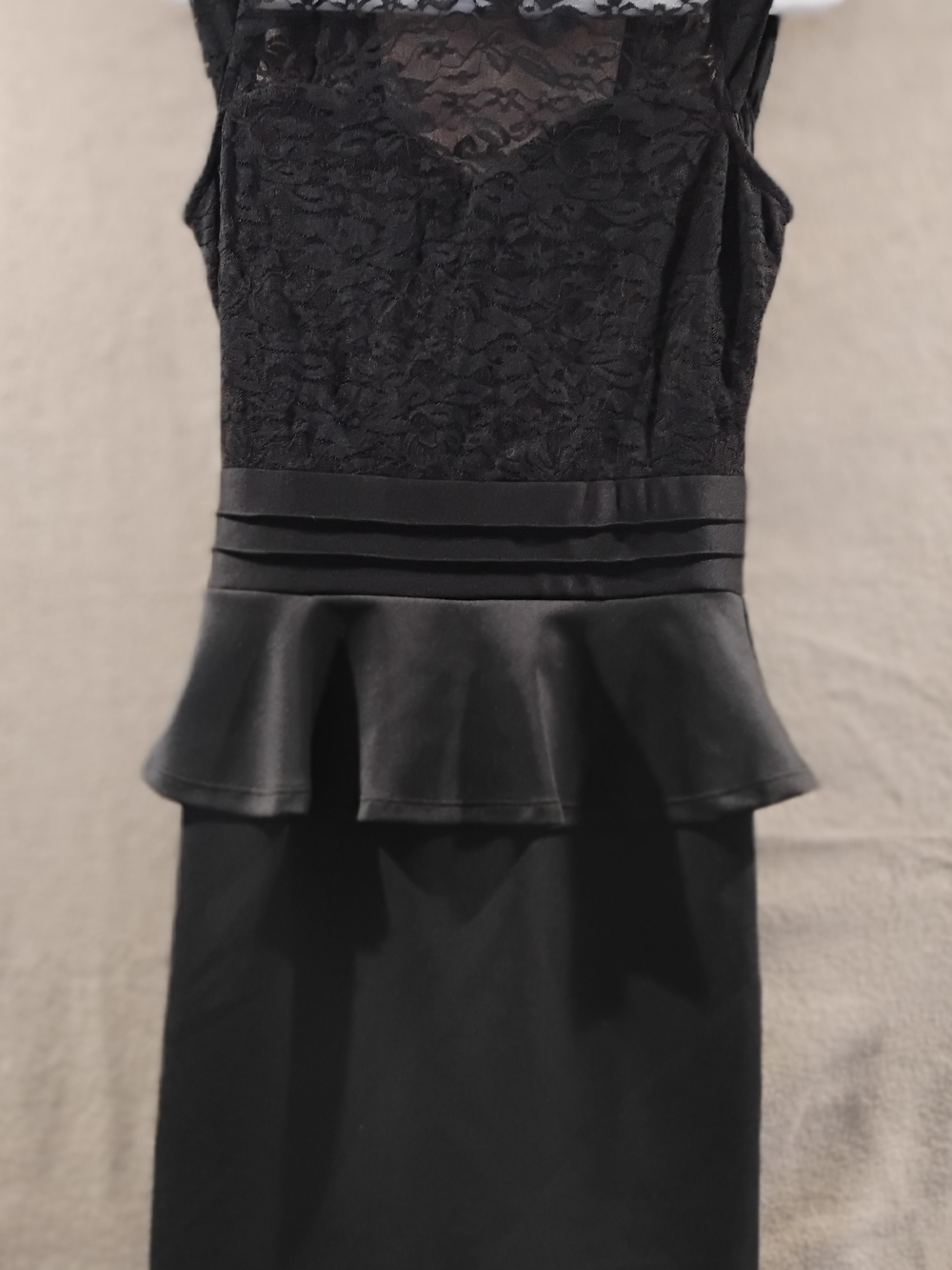 Classic Black Lace Peplum Midi Dress - Women